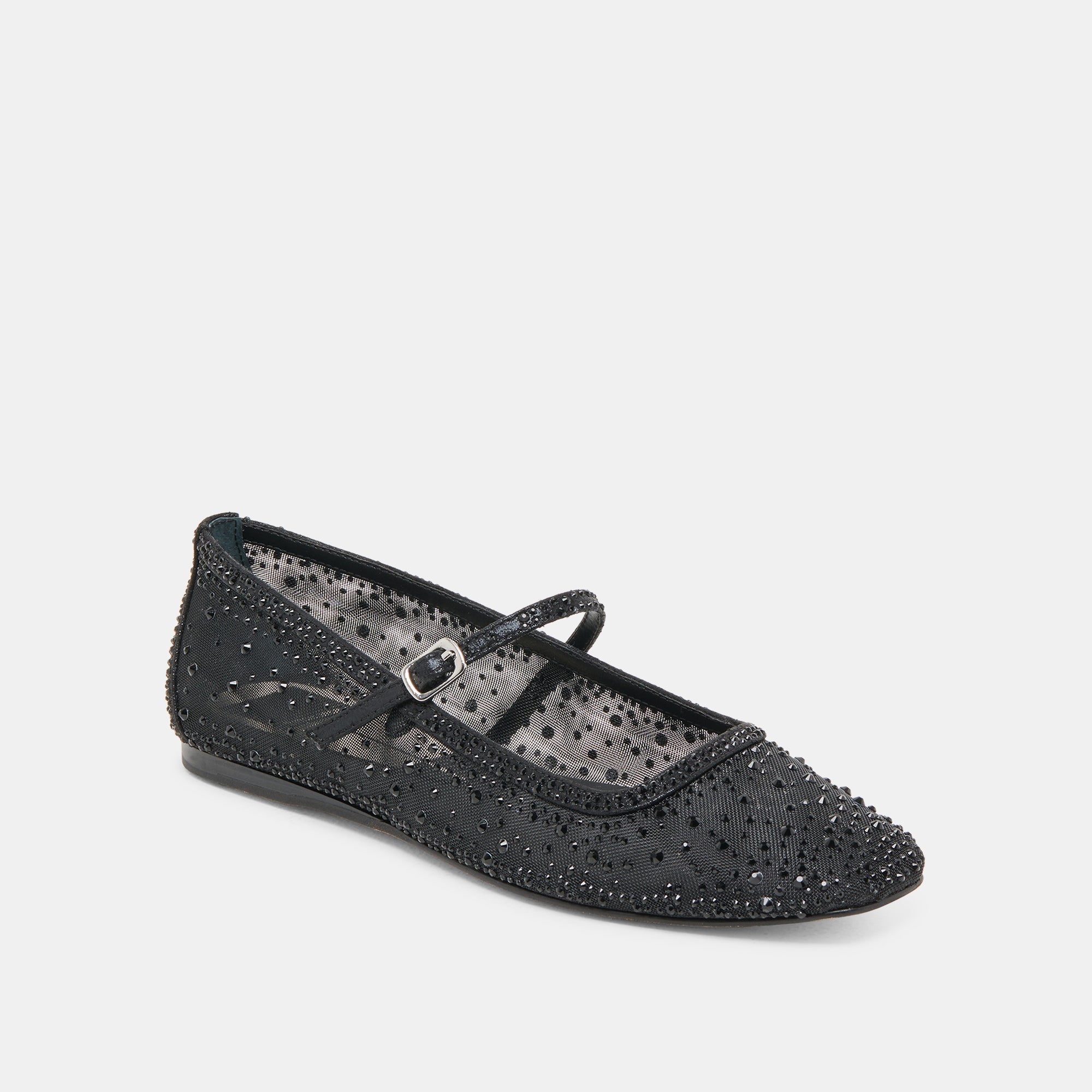 REYES CRYSTAL BALLET FLATS BLACK MESH | Women Dolce Vita