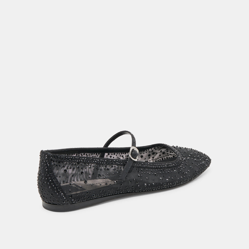 REYES CRYSTAL BALLET FLATS BLACK MESH | Women Dolce Vita