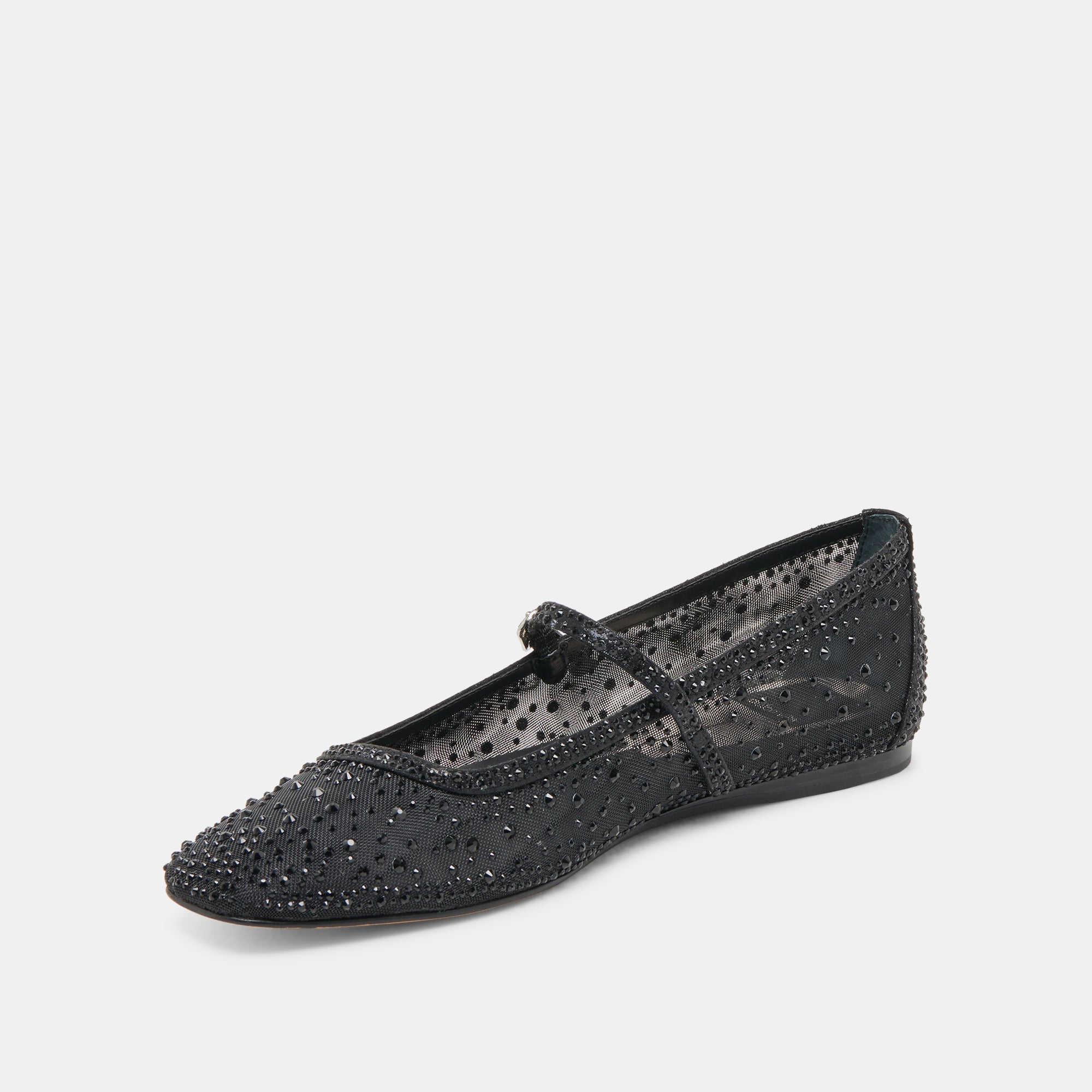 REYES CRYSTAL BALLET FLATS BLACK MESH | Women Dolce Vita