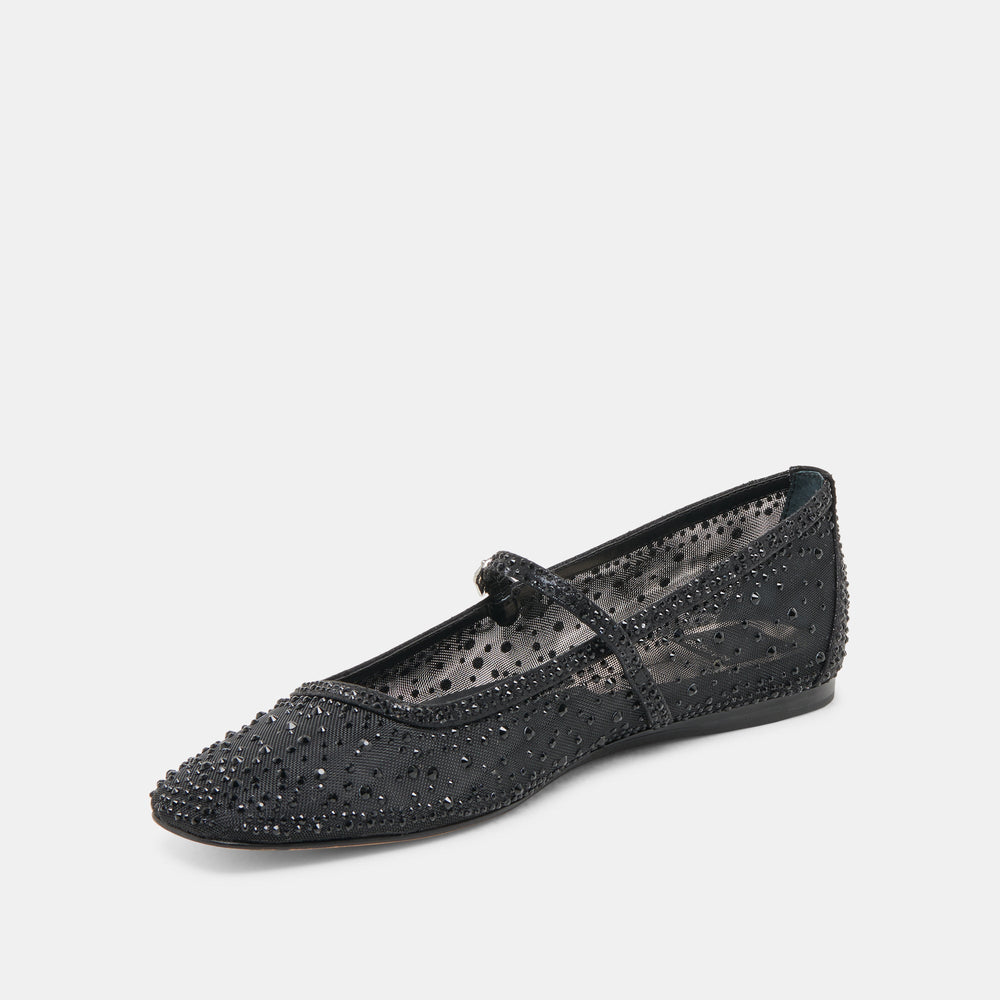 REYES CRYSTAL BALLET FLATS BLACK MESH | Women Dolce Vita
