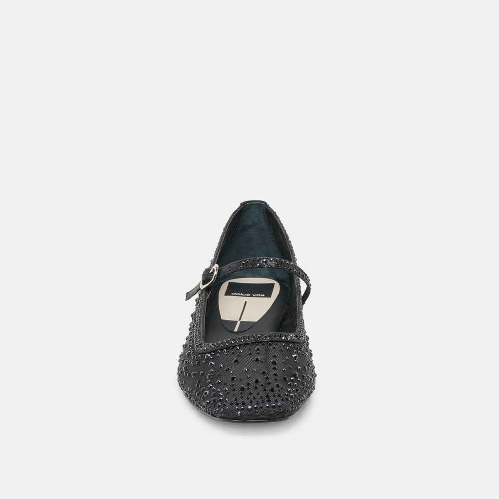 REYES CRYSTAL BALLET FLATS BLACK MESH | Women Dolce Vita