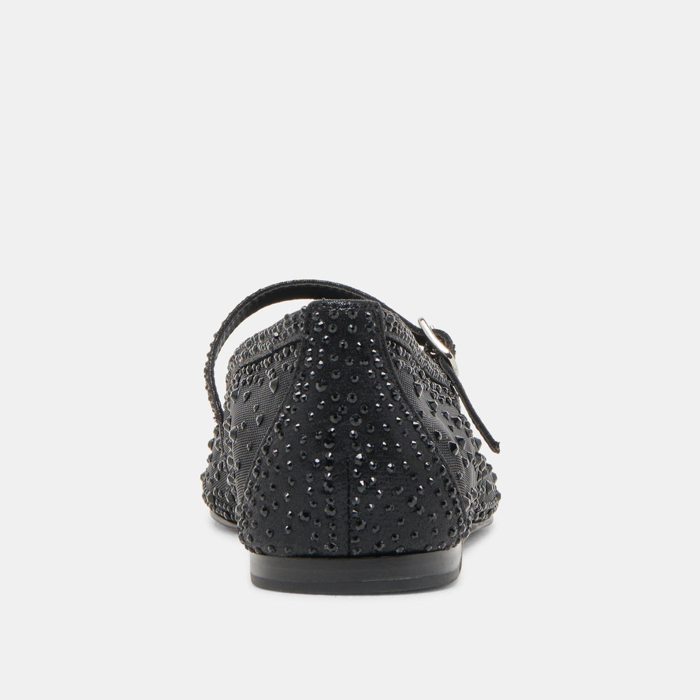 REYES CRYSTAL BALLET FLATS BLACK MESH | Women Dolce Vita