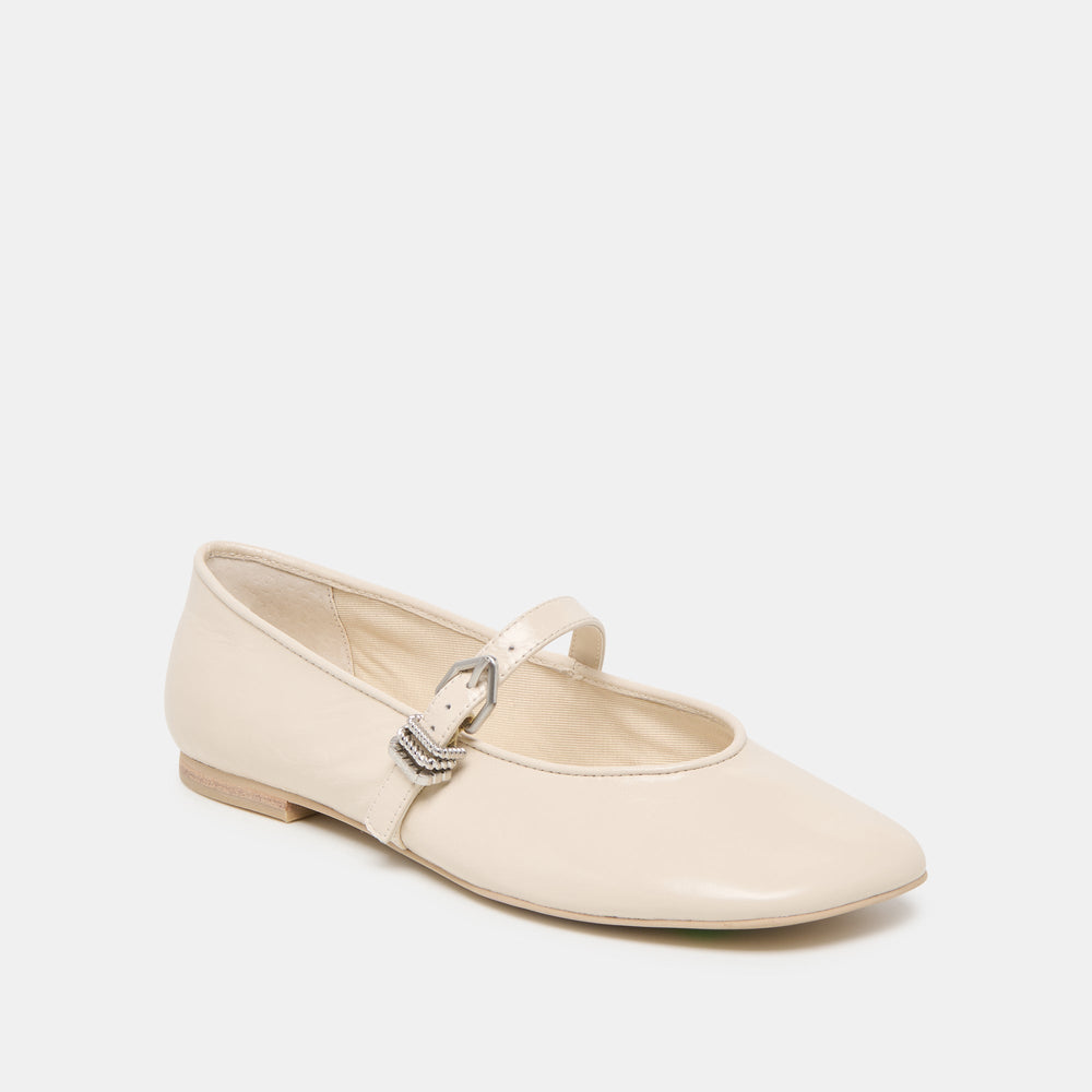 Alizza Creme Crinkle Patent Ballet Flats | Women Dolce Vita