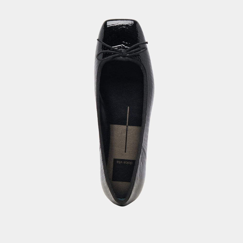 Anisa Ballet Flats NOIR EMBOSSED LEATHER | Women Dolce Vita