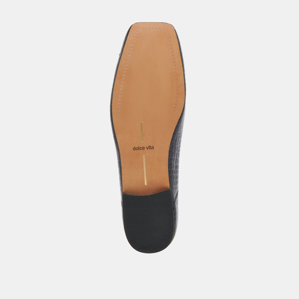 Anisa Ballet Flats NOIR EMBOSSED LEATHER | Women Dolce Vita