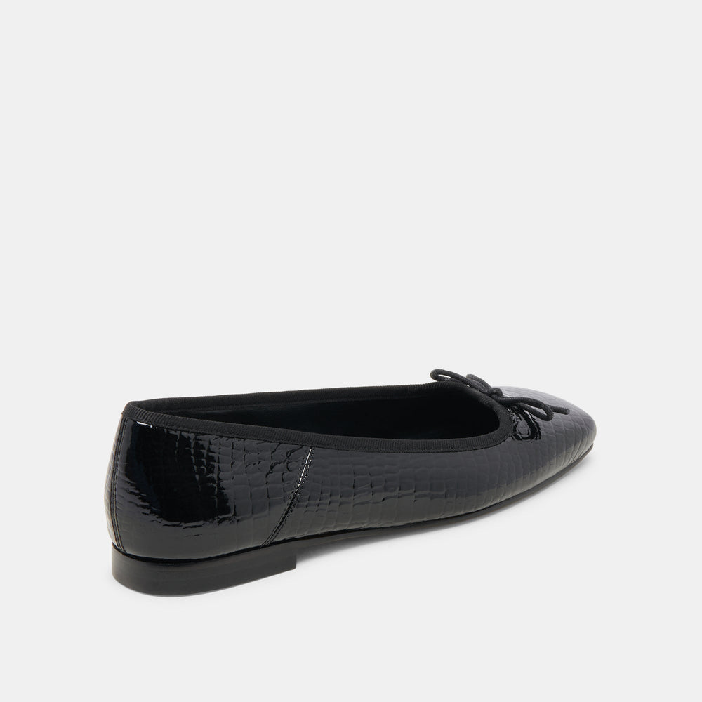 Anisa Ballet Flats NOIR EMBOSSED LEATHER | Women Dolce Vita