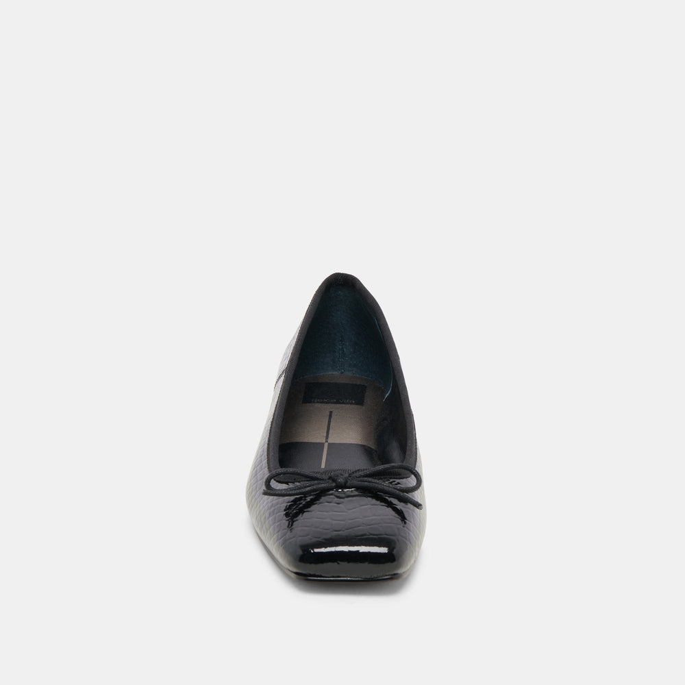 Anisa Ballet Flats NOIR EMBOSSED LEATHER | Women Dolce Vita