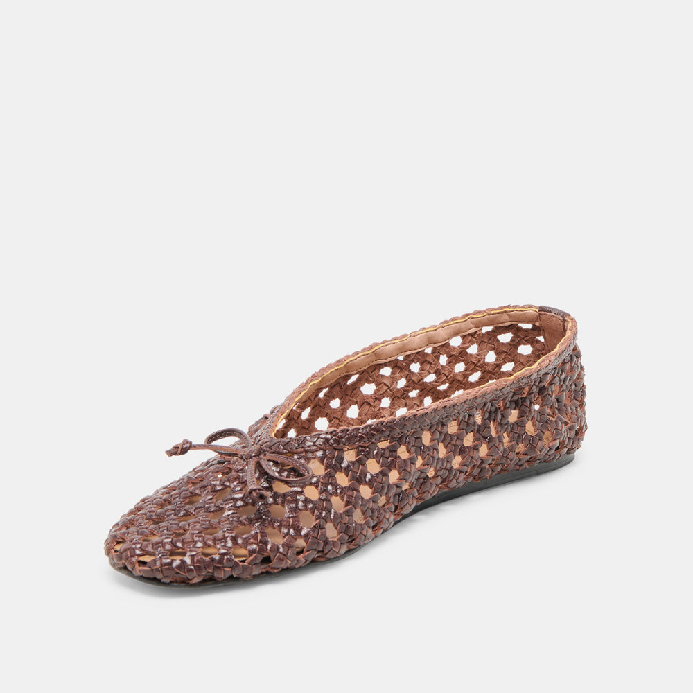 Edda Brown Woven Leather Ballet Flats | Dolce Vita Women