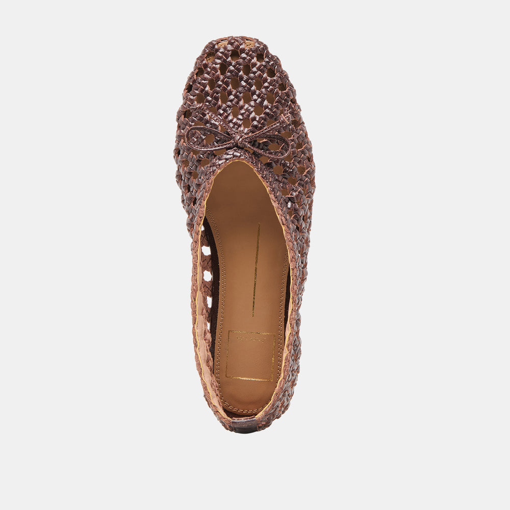 Edda Brown Woven Leather Ballet Flats | Dolce Vita Women