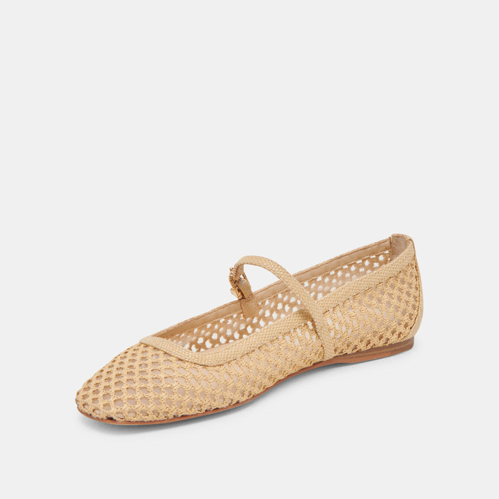 REYES WIDE BALLET FLATS LT NATURAL WOVEN RAFFIA | Women Dolce Vita