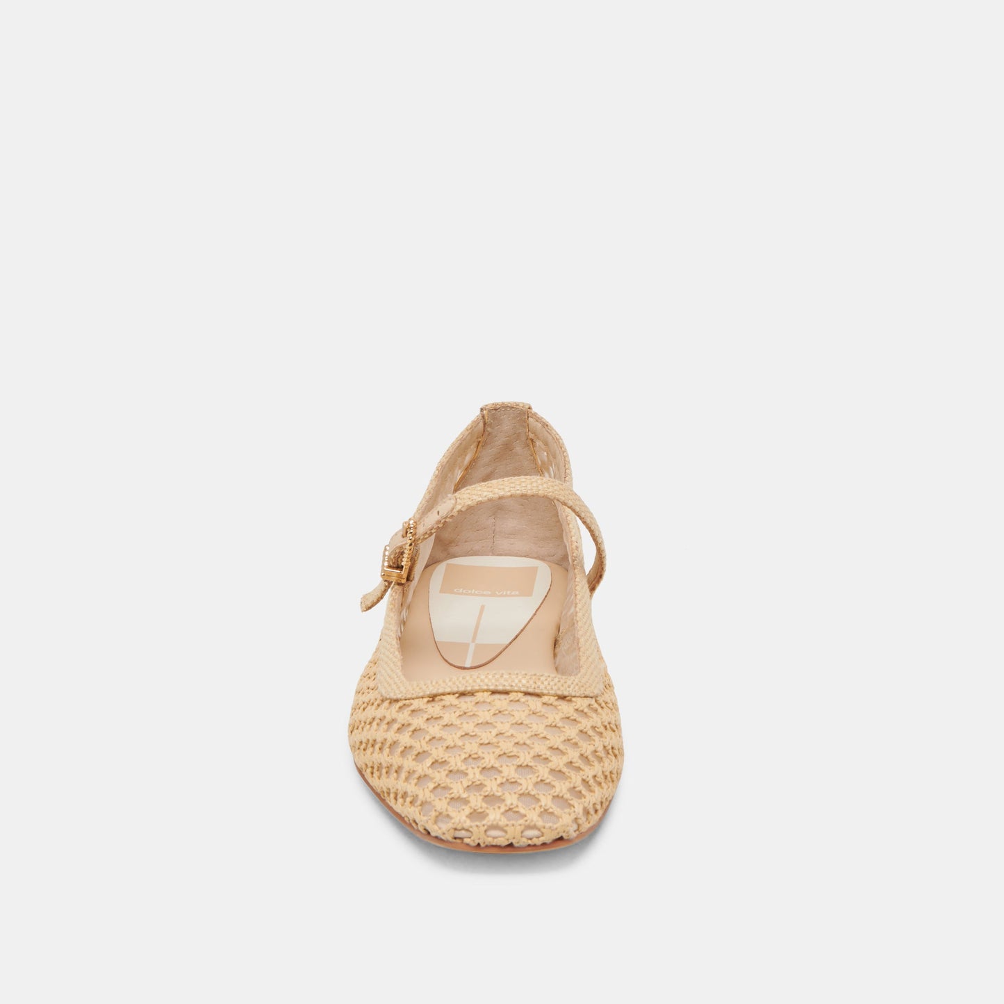 REYES WIDE BALLET FLATS LT NATURAL WOVEN RAFFIA - Dolce Vita