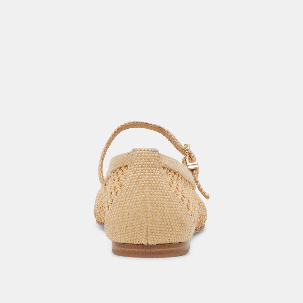 REYES WIDE BALLET FLATS LT NATURAL WOVEN RAFFIA | Women Dolce Vita