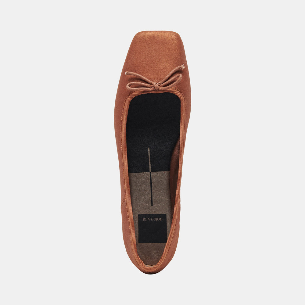 Anisa Wide Ballet Flats Copper Metallic Suede | Dolce Vita Women
