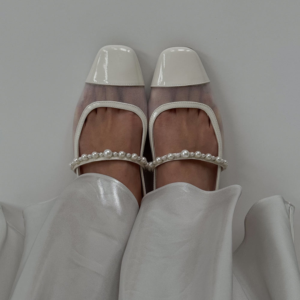 ROLLIN PEARL BALLET FLATS WHITE MESH | Dolce Vita Women