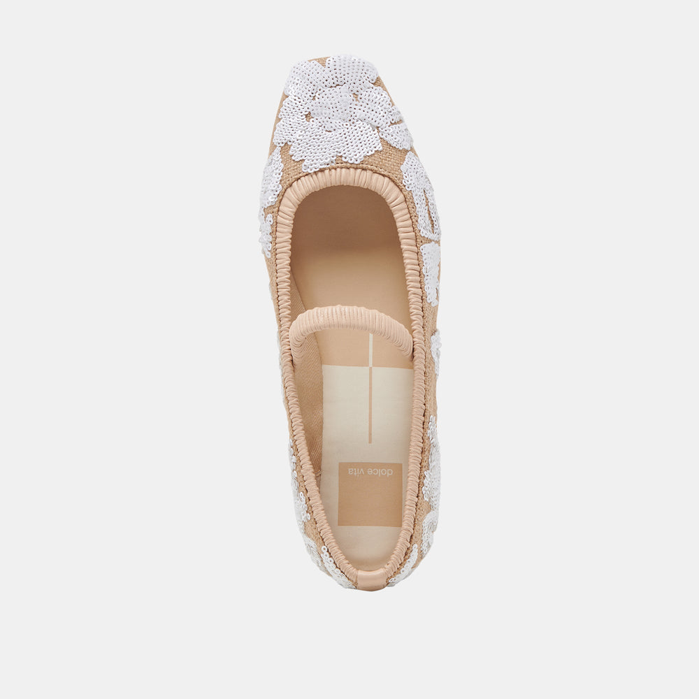 RHODIE BALLET FLATS NATURAL MULTI FLORAL SEQUIN | Women Dolce Vita
