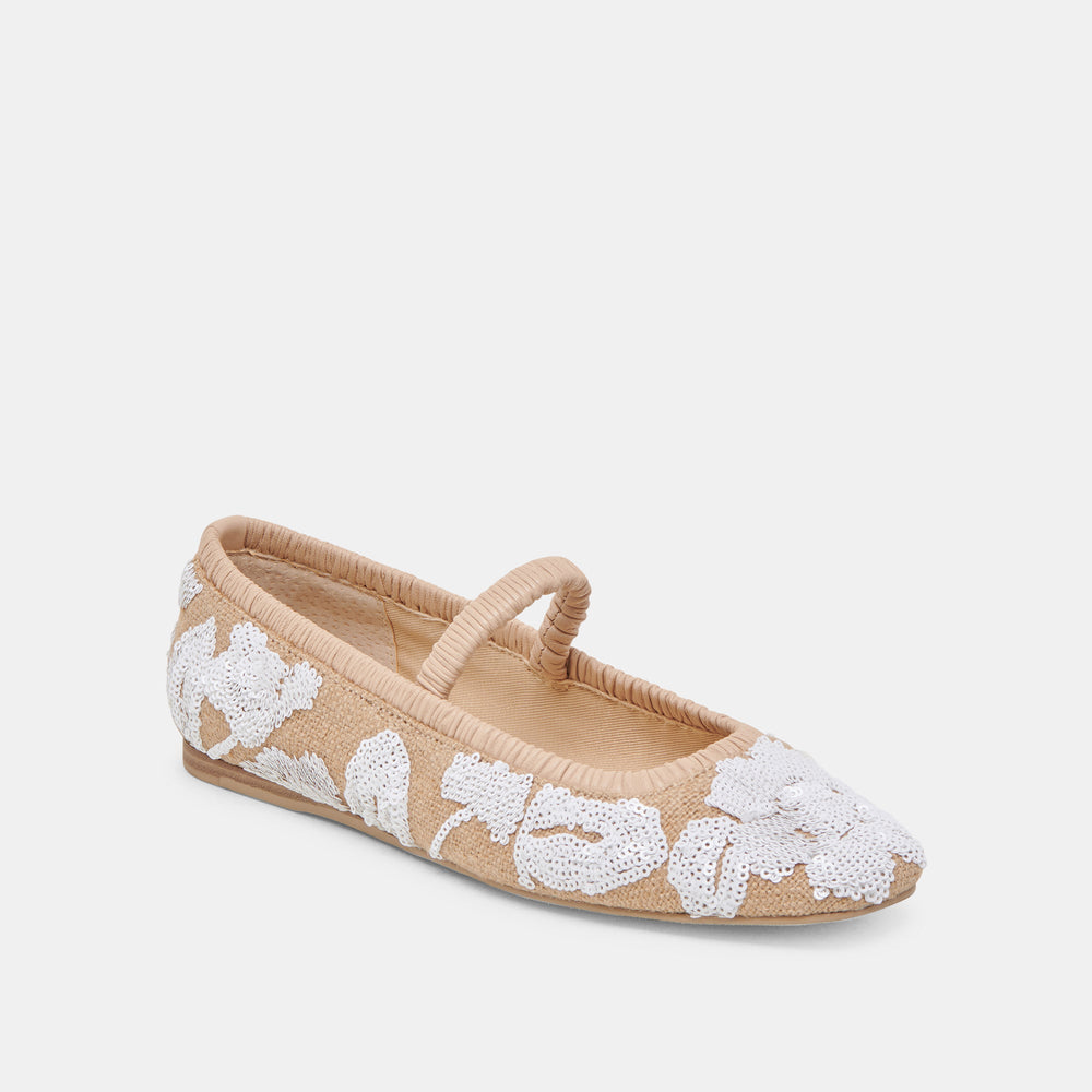 RHODIE BALLET FLATS NATURAL MULTI FLORAL SEQUIN | Women Dolce Vita