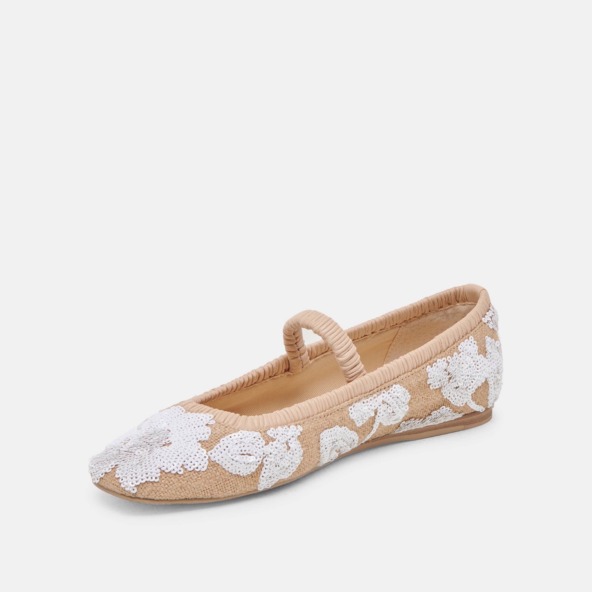 RHODIE BALLET FLATS NATURAL MULTI FLORAL SEQUIN | Women Dolce Vita