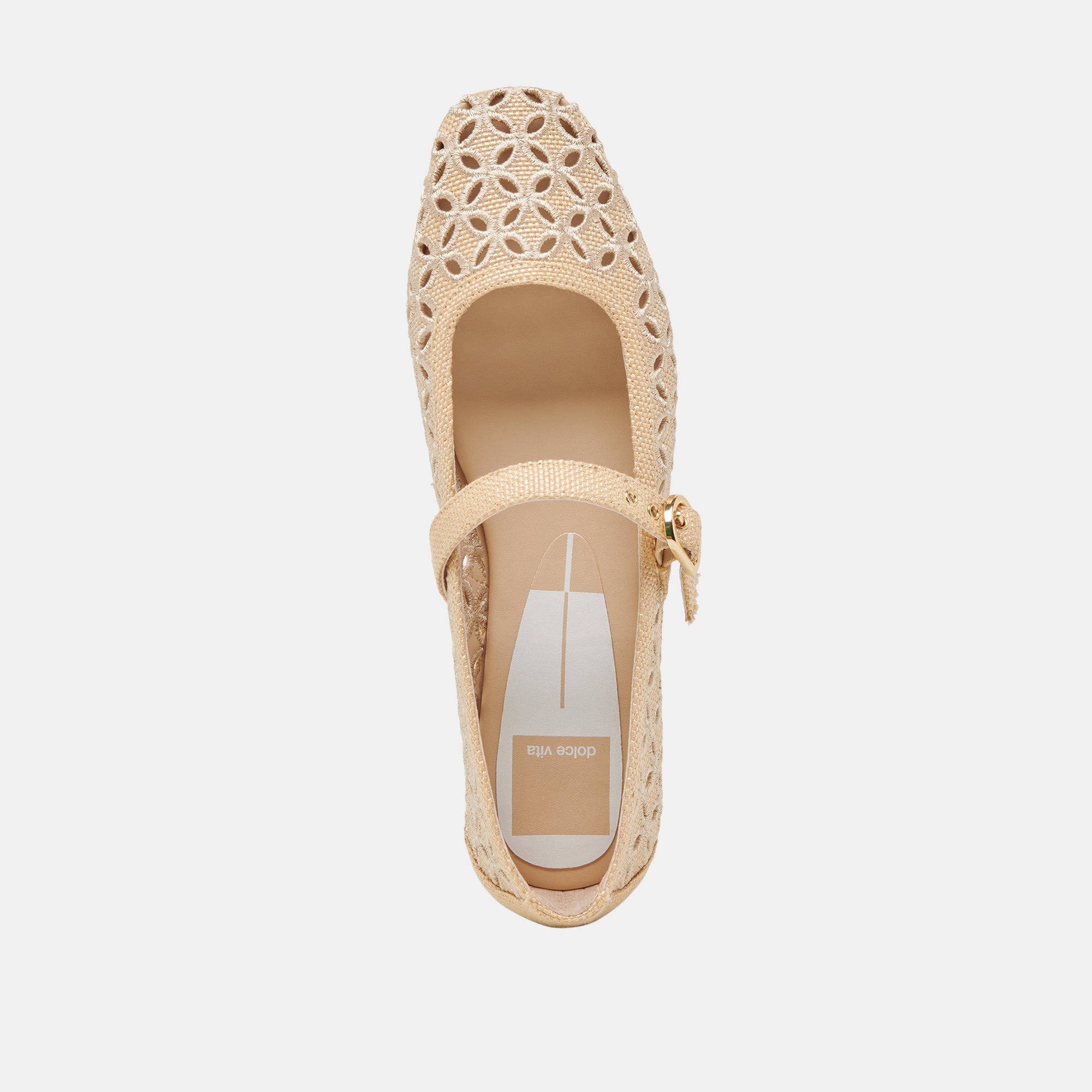 RODNI EYELET PERF BALLET FLATS LT NATURAL WOVEN RAFFIA | Women Dolce Vita