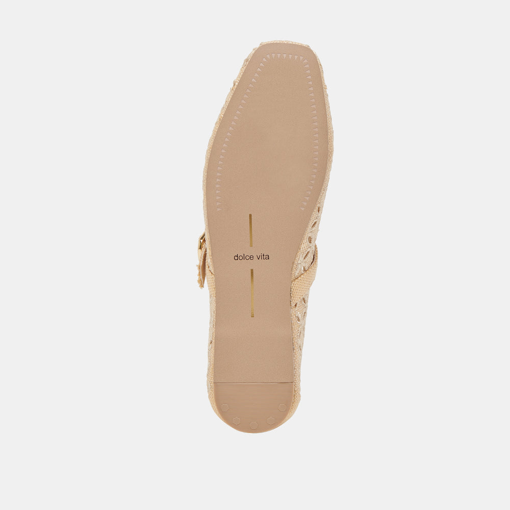 RODNI EYELET PERF BALLET FLATS LT NATURAL WOVEN RAFFIA | Women Dolce Vita