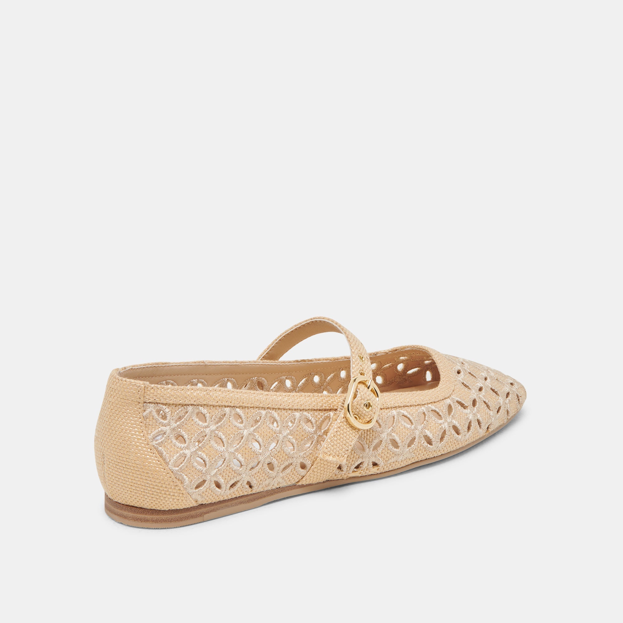 RODNI EYELET PERF BALLET FLATS LT NATURAL WOVEN RAFFIA | Women Dolce Vita
