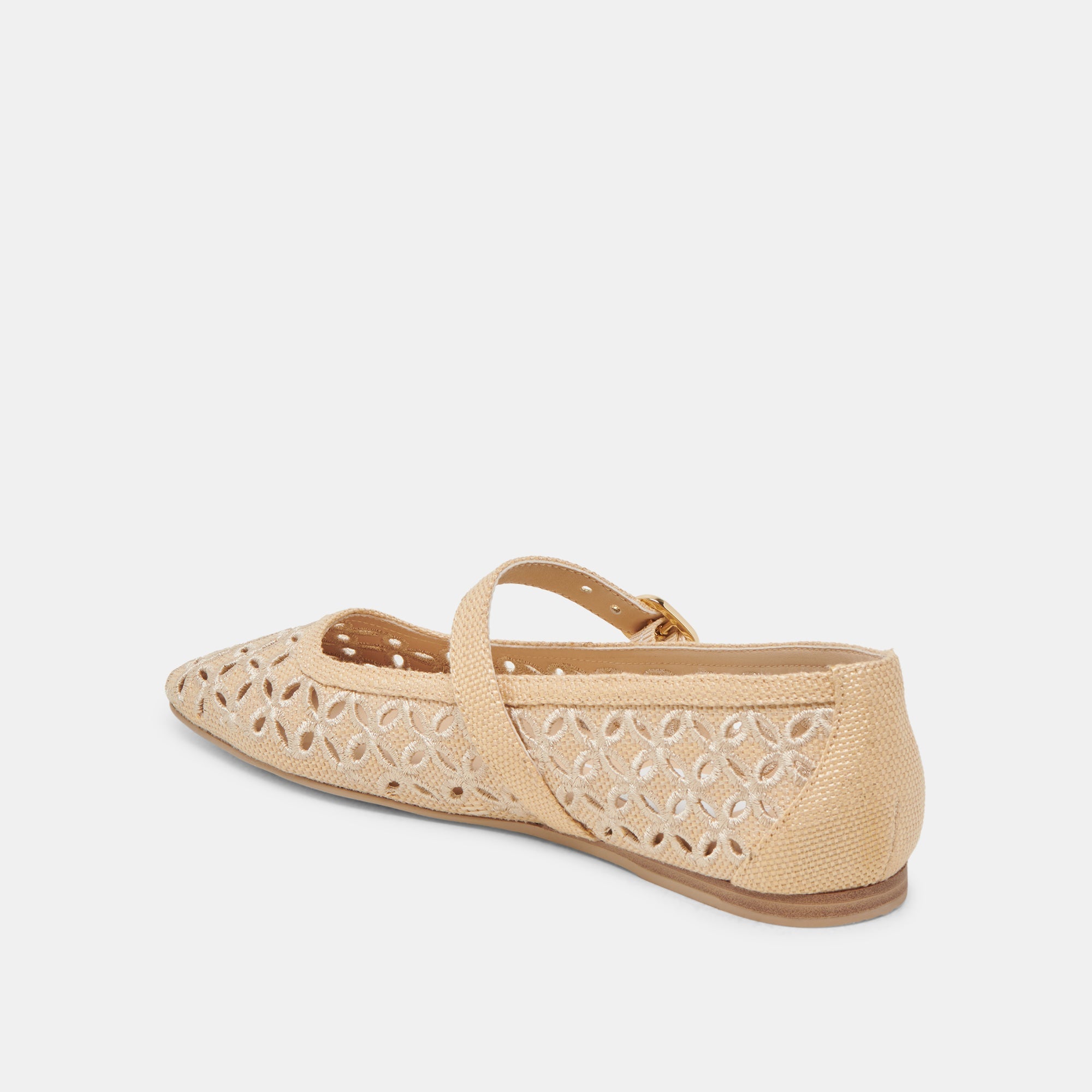 RODNI EYELET PERF BALLET FLATS LT NATURAL WOVEN RAFFIA | Women Dolce Vita