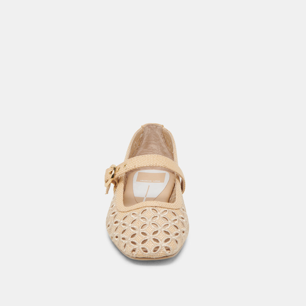 RODNI EYELET PERF BALLET FLATS LT NATURAL WOVEN RAFFIA | Women Dolce Vita