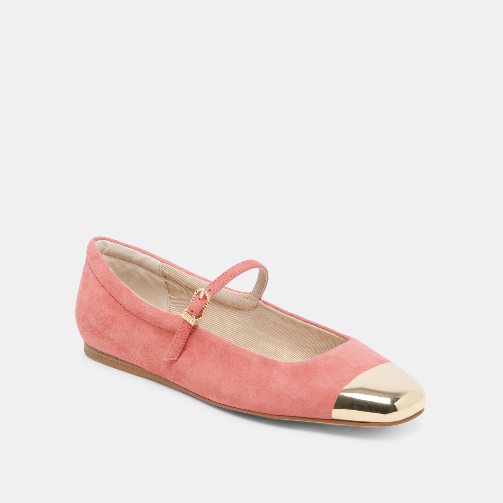 REYES TOE CAP BALLET FLATS CORAL SUEDE | Women Dolce Vita