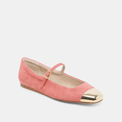 REYES TOE CAP BALLET FLATS CORAL SUEDE | Women Dolce Vita