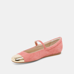 REYES TOE CAP BALLET FLATS CORAL SUEDE | Women Dolce Vita