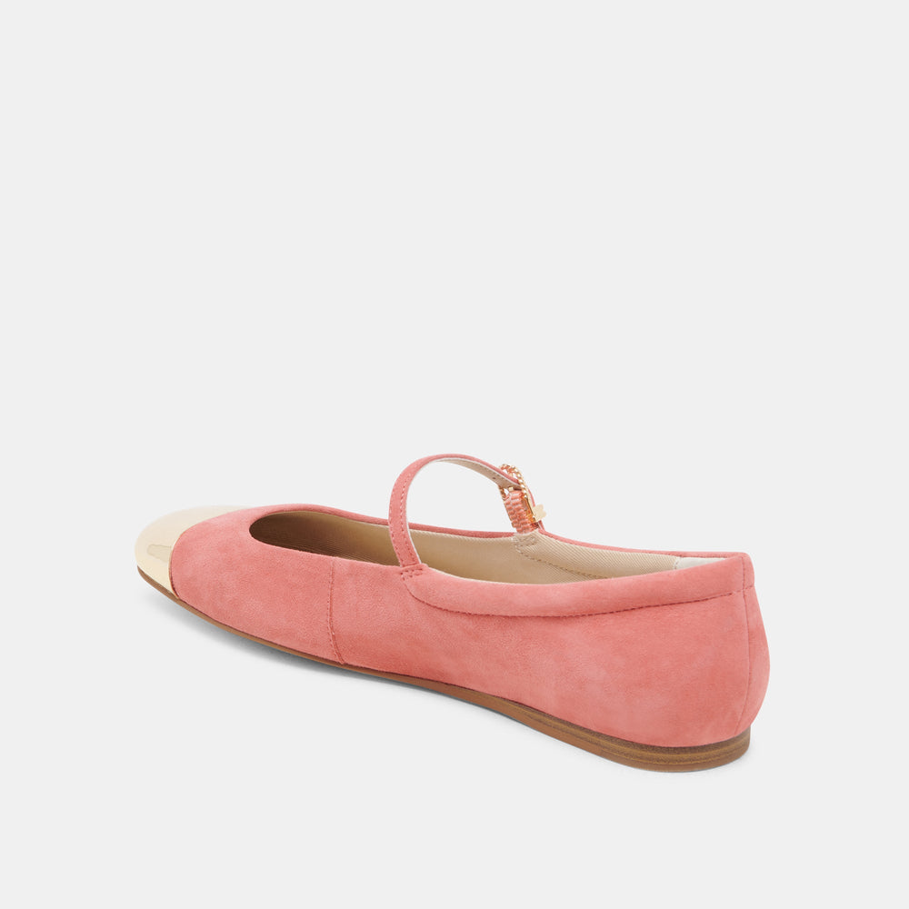 REYES TOE CAP BALLET FLATS CORAL SUEDE | Women Dolce Vita