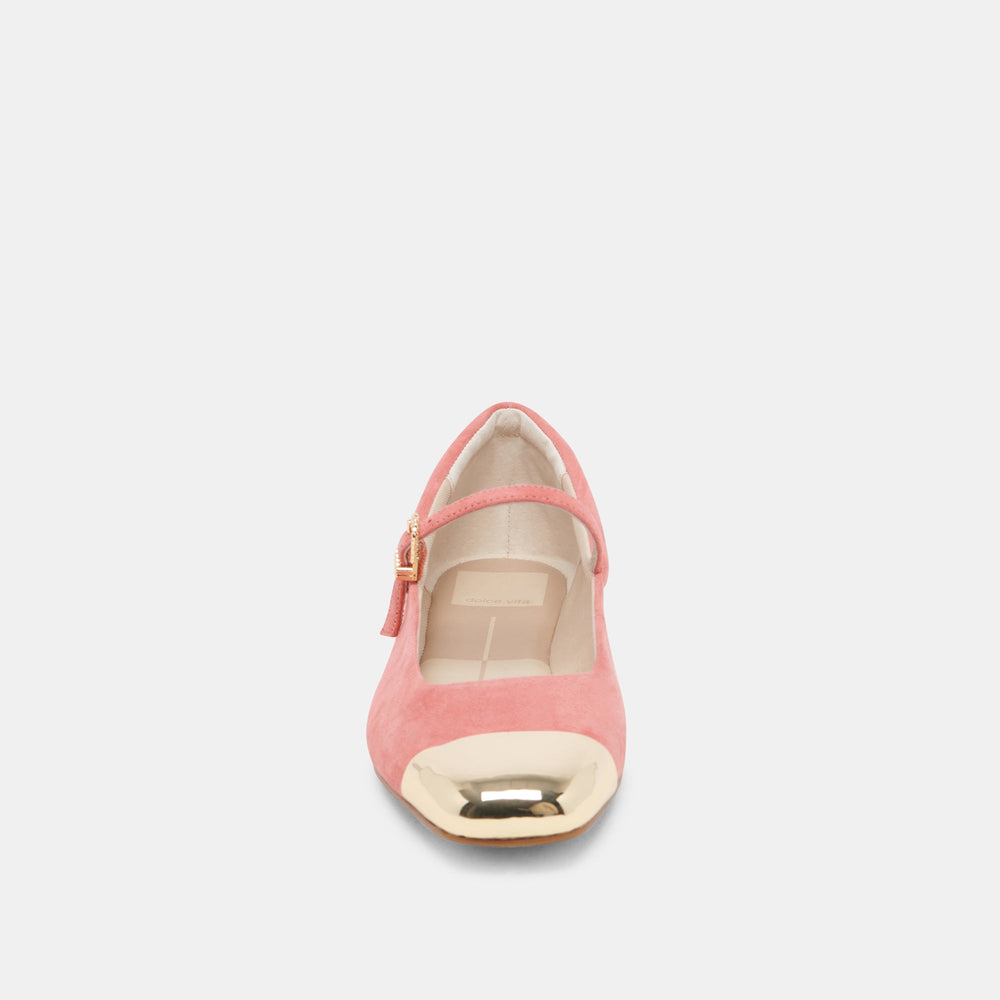 REYES TOE CAP BALLET FLATS CORAL SUEDE | Women Dolce Vita