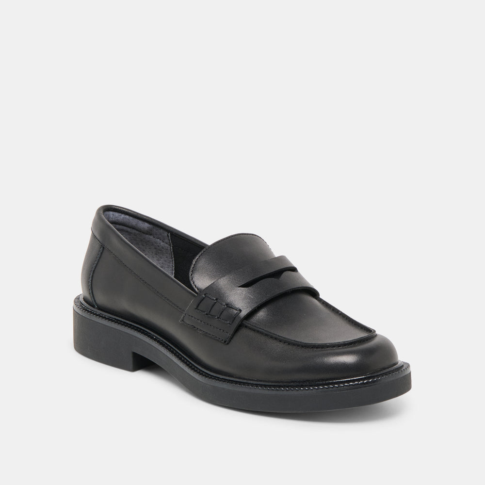 Tiggy Black Leather Loafers | Women Dolce Vita