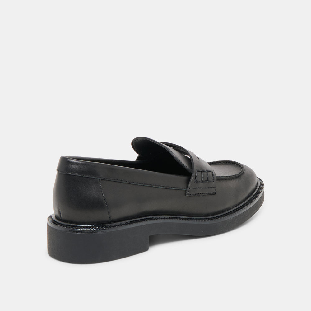 Tiggy Black Leather Loafers | Women Dolce Vita