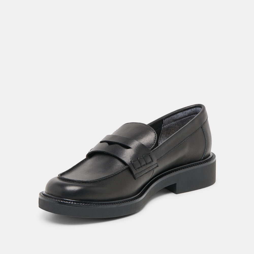 Tiggy Black Leather Loafers | Women Dolce Vita