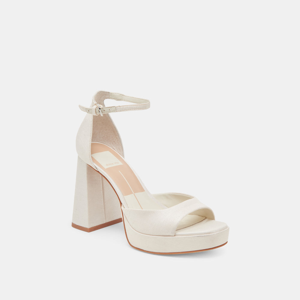 PANDRO HEELS WHITE SATIN | Women Dolce Vita