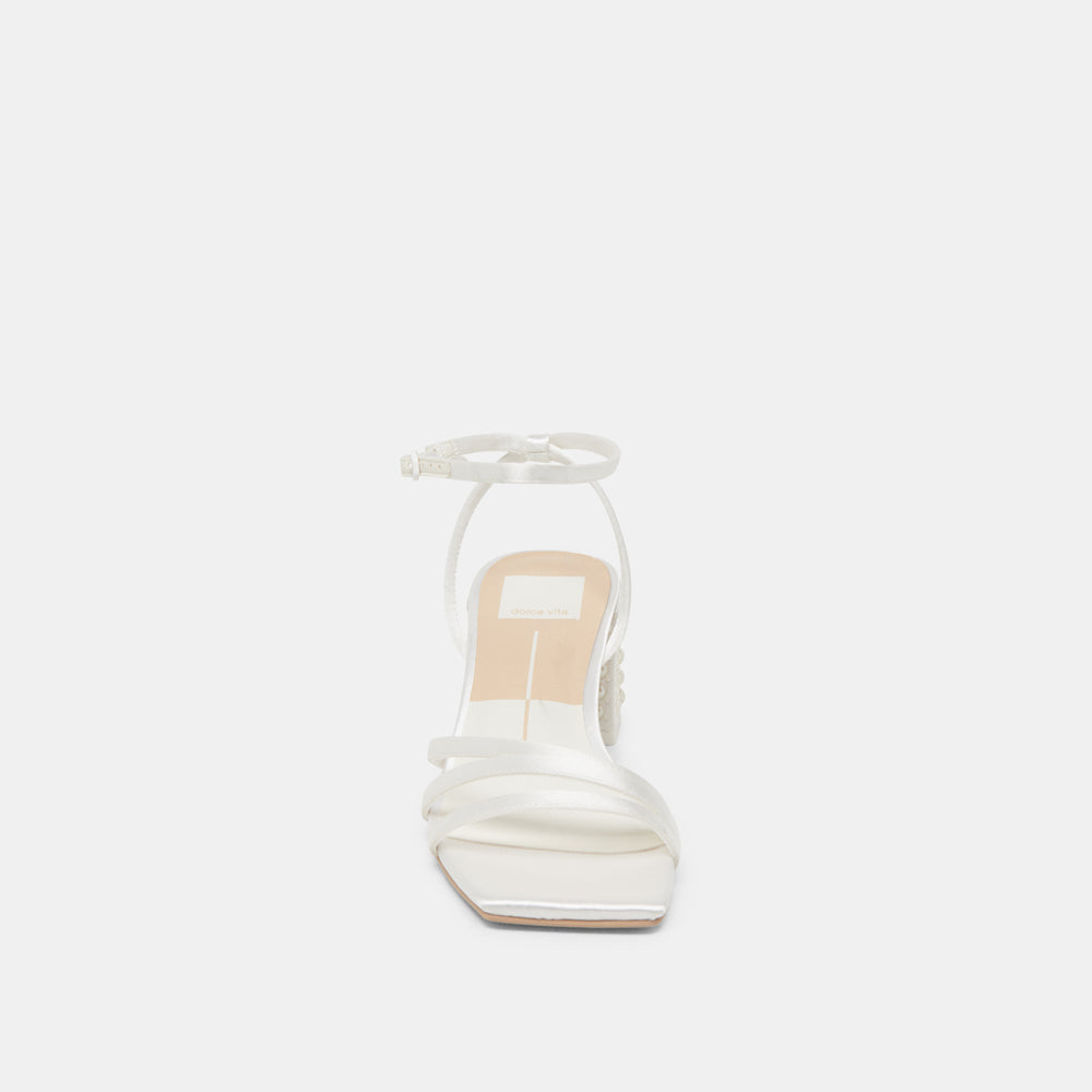 YSABEL PEARL HEELS TRUE WHITE SATIN | Women Dolce Vita
