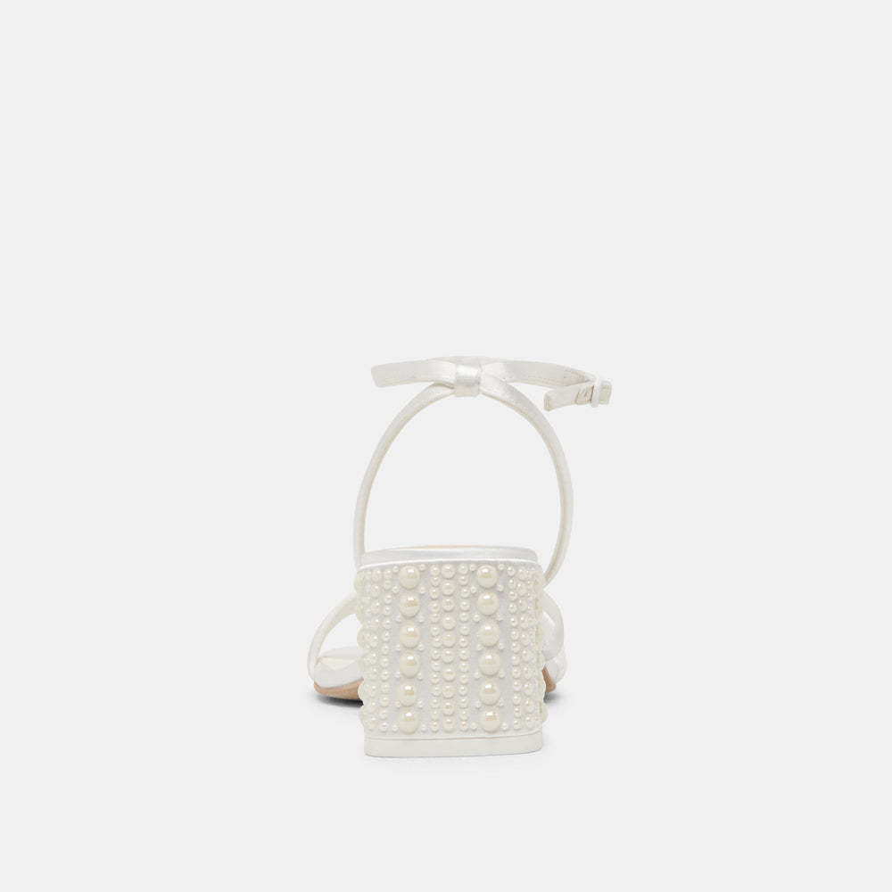 YSABEL PEARL HEELS TRUE WHITE SATIN | Women Dolce Vita