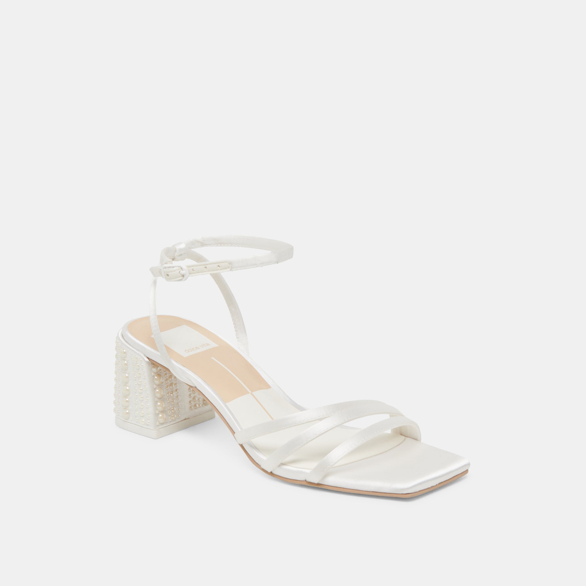 YSABEL PEARL HEELS TRUE WHITE SATIN | Women Dolce Vita