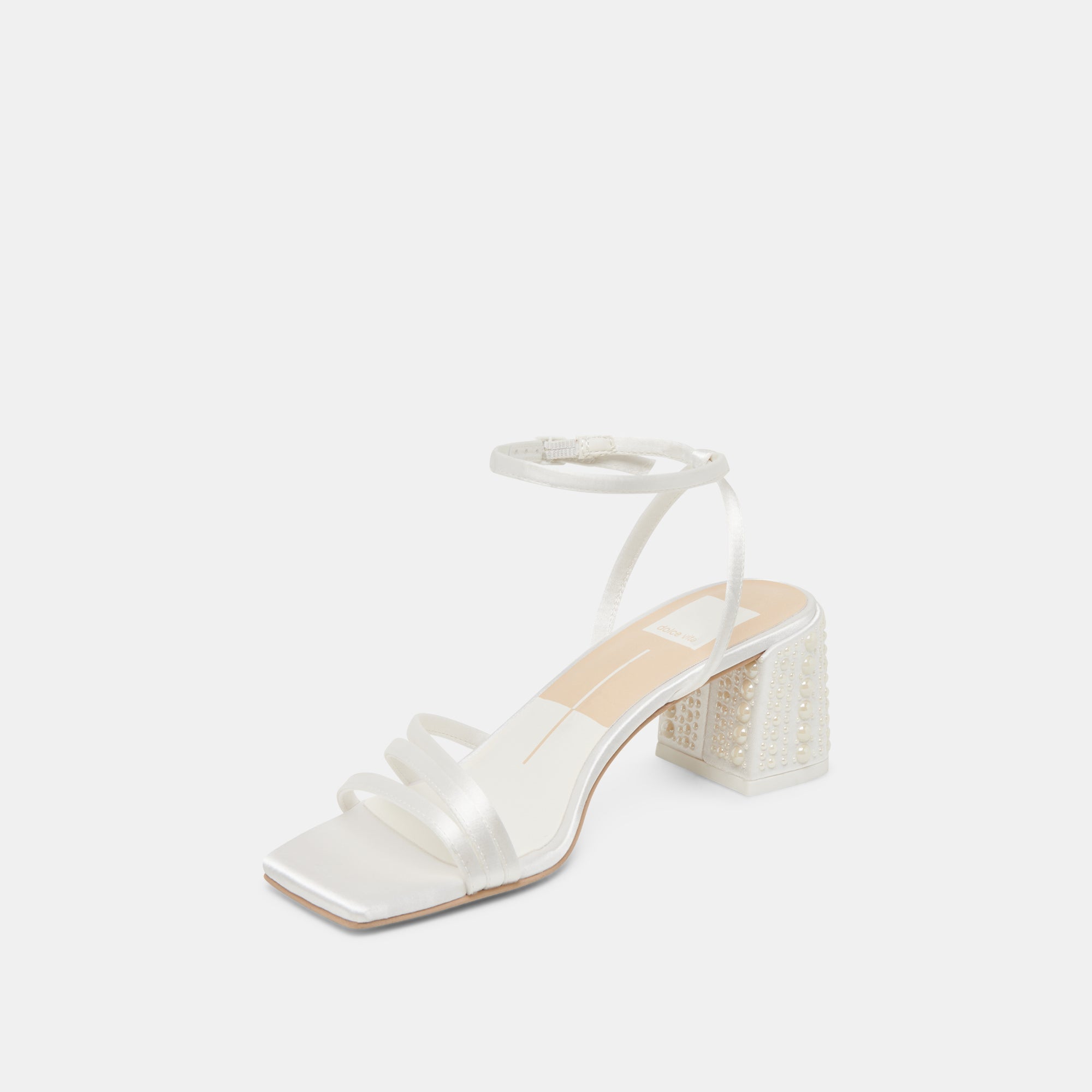 YSABEL PEARL HEELS TRUE WHITE SATIN | Women Dolce Vita