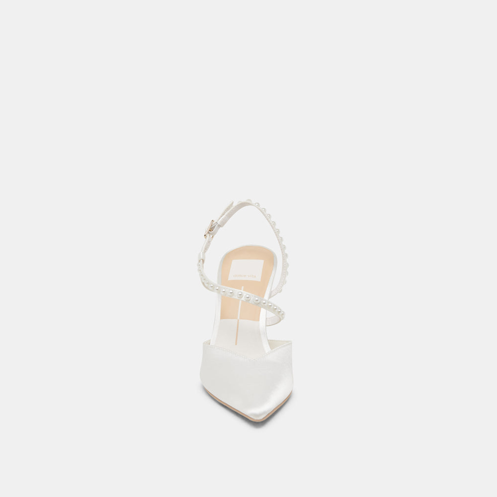 KAMRA PEARL HEELS TRUE WHITE SATIN | Dolce Vita Women