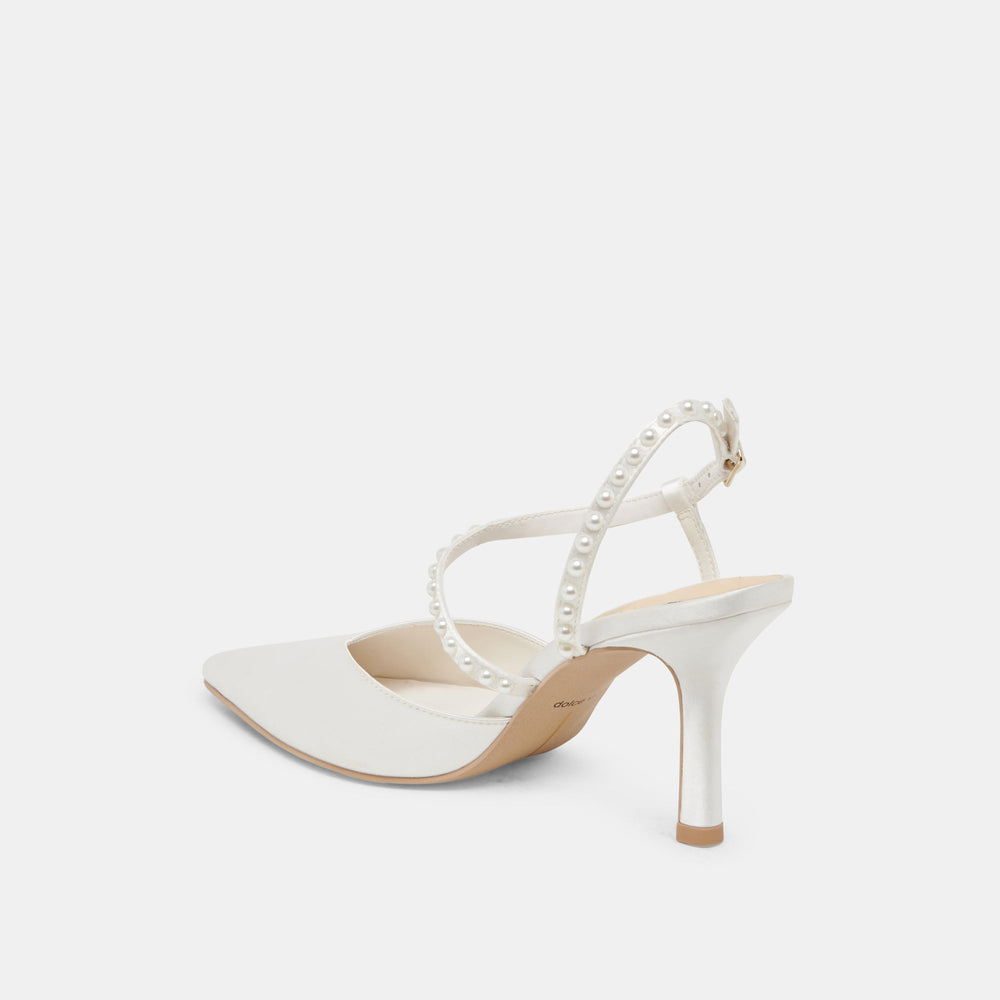 KAMRA PEARL HEELS TRUE WHITE SATIN | Dolce Vita Women