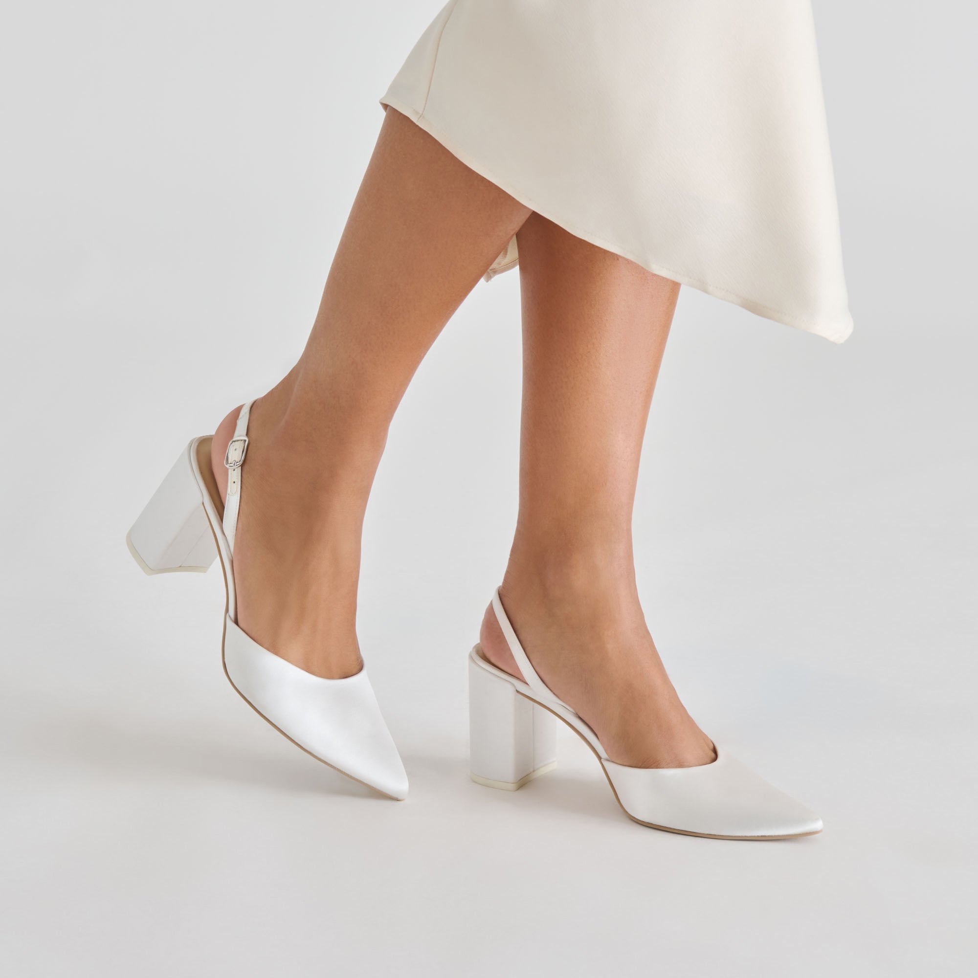Carel True White Satin High Heels | Women Dolce Vita