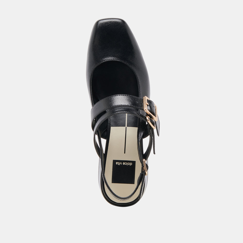PATZY HEELS MIDNIGHT CRINKLE PATENT LEATHER | Dolce Vita Women