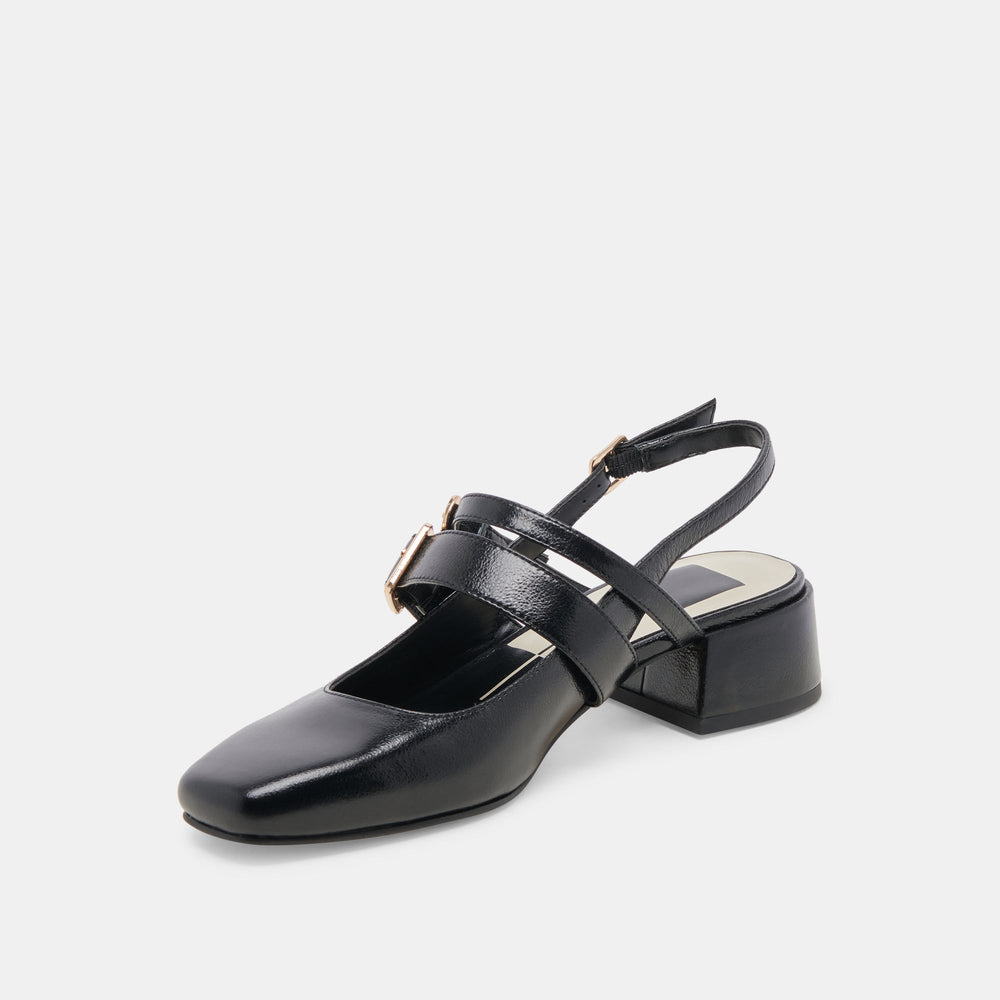 PATZY HEELS MIDNIGHT CRINKLE PATENT LEATHER | Dolce Vita Women