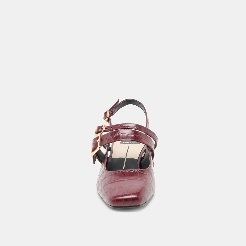 Patzy Oxblood Embossed Leather Heels | Women Dolce Vita
