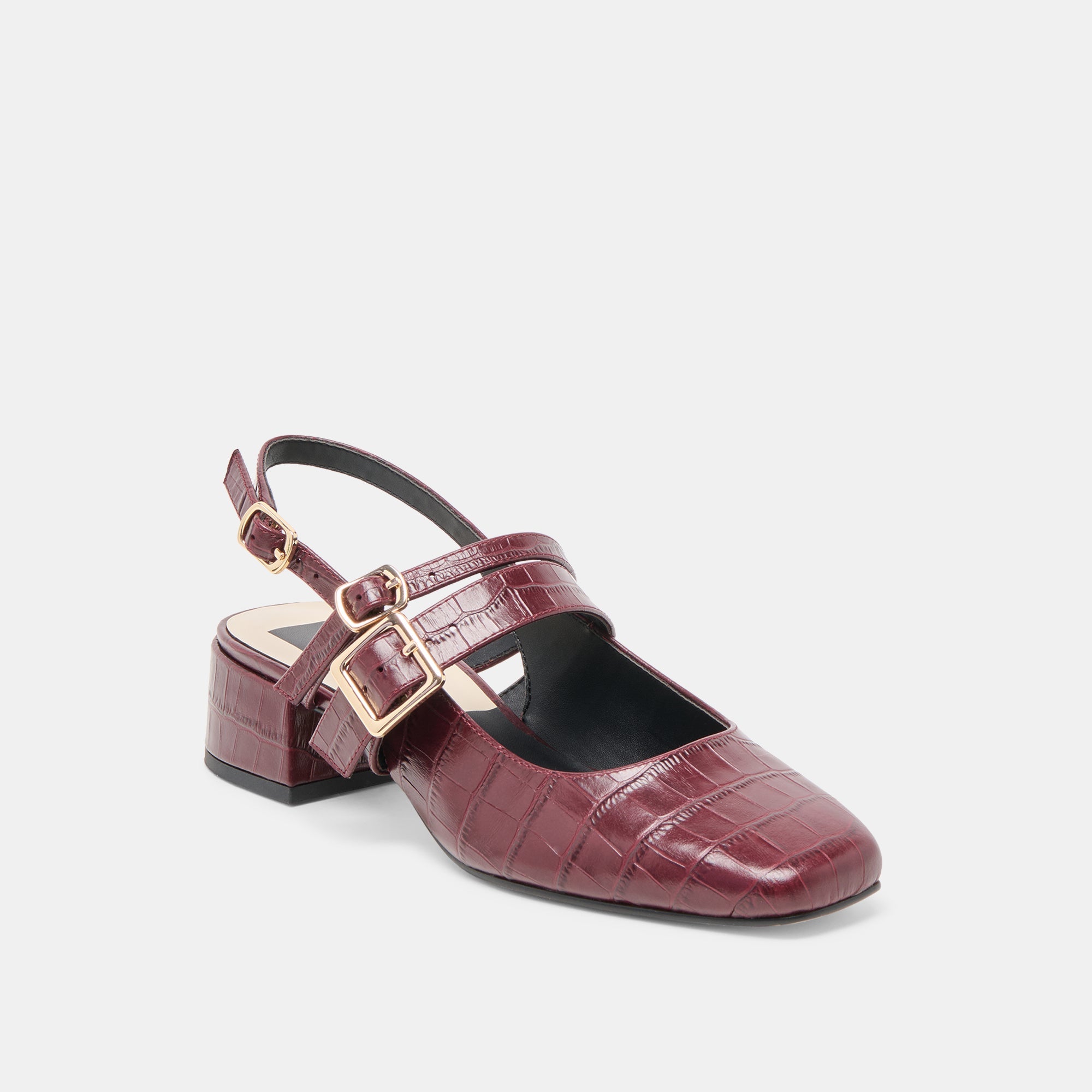 Patzy Oxblood Embossed Leather Heels | Women Dolce Vita