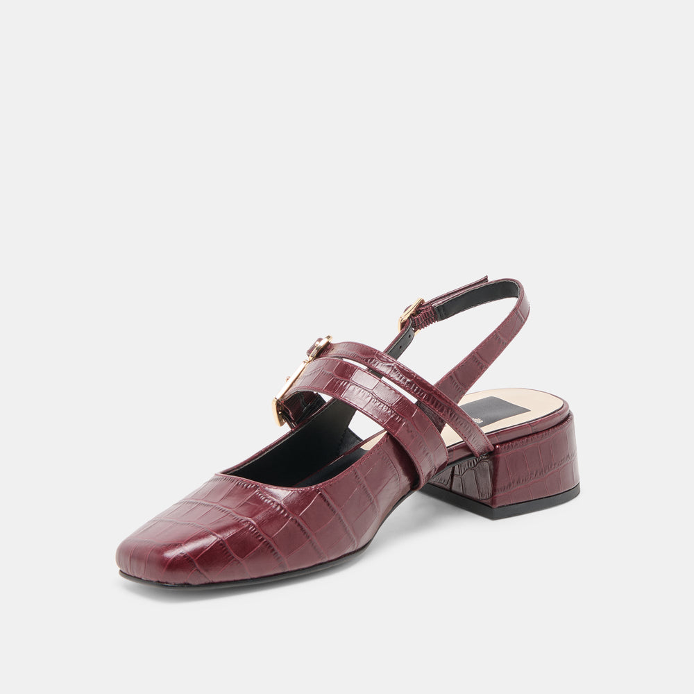Patzy Oxblood Embossed Leather Heels | Women Dolce Vita