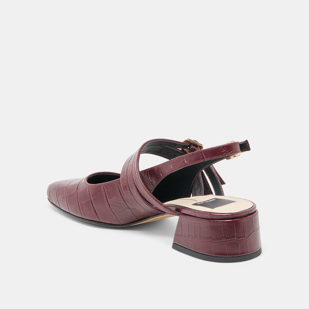 Patzy Oxblood Embossed Leather Heels | Women Dolce Vita