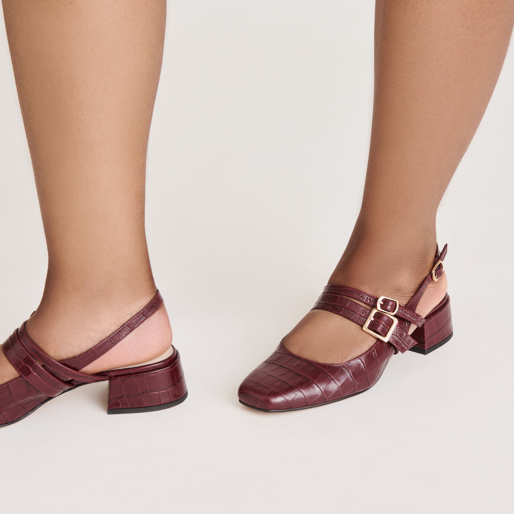 Patzy Oxblood Embossed Leather Heels | Women Dolce Vita