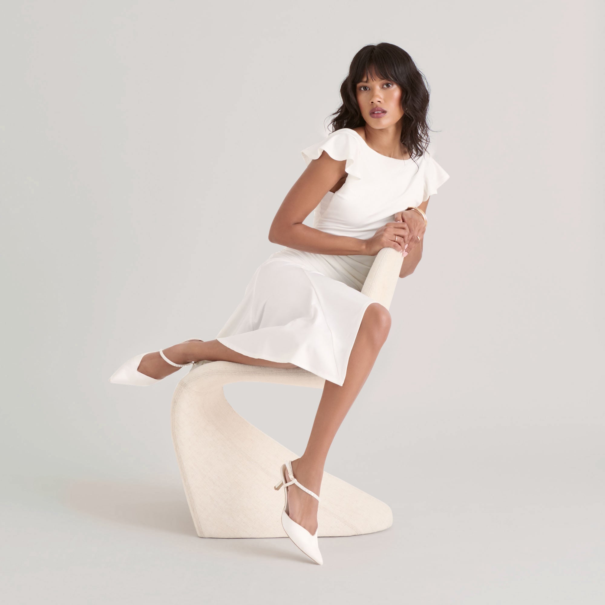Kamra Pearl True White Satin Mid Heels | Dolce Vita Women